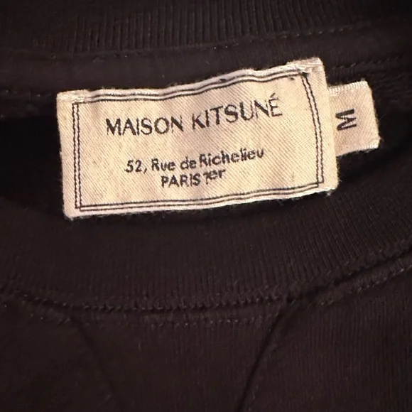 Maison Kitsune Parisien Logo Cotton Jersey Crew Sweatshirt black size M